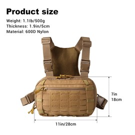 Tactical Chest Pack, Adjustable Front Chest Bag with CCW Compartment Quick Disassembly Molle Vests Rig Pouch for Hunting Running