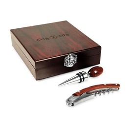 Ventis Artis Wine Stopper Key Opener Cork Screw Gift Set Wood Bar Drink Christmas Holiday