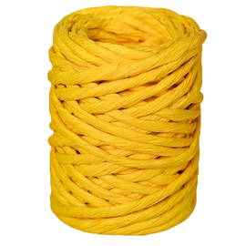15Yard Raffia Paper Ribbon, 4mm Paper String Colorful Twisted Craft Rope Wrapping Ribbon for DIY Making Flower Basket, Gift Wrapping,Party Decor (Yellow)