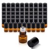 RAMFIYN 60 pack 1ml Amber Glass Roller Bottles for Essential