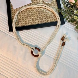 NONGFUGE Simple White Natural Cotton long Waist Rope Tie String Belt Medieval For Women Beach Dress Pants with Tassels Braided Woven