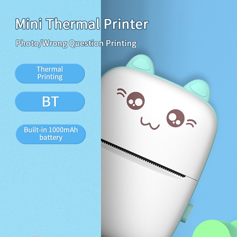 Portable Mini Thermal Printer Wirelessly BT 200dpi Photo Label Memo