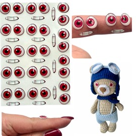 MS23-11: 3D Resin Wiggle Eyes – 42 Pcs (14 Sets), 11mm – Fuchsia, Embarrassed Look – Self-Adhesive for DIY Crafts, Clay, Felt, Cold Porcelain, Polymer Clay, Sculptures, Amigurumi, Scrapbooking