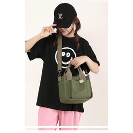 Small Canvas Tote Bag with Zipper, 2023 Canvas Multi-Pocket Crossbody Bag Purse Top Handle Satchel Handbags (Large Green, Large)