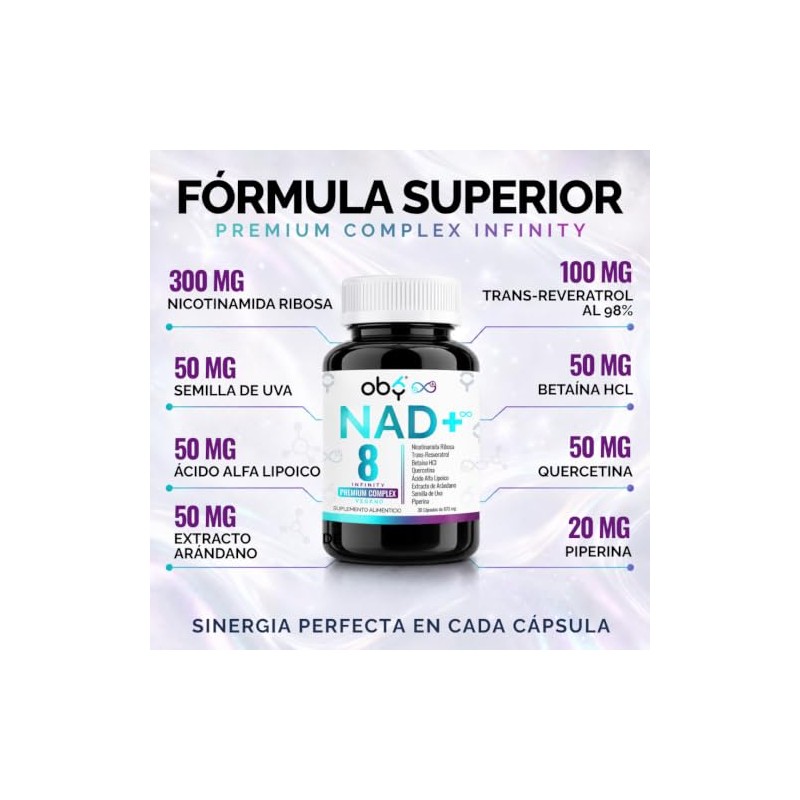Oby Nad Trans Resveratrol Potenciado Ingredientes Nicotinamide Ribosa Acido Alfa