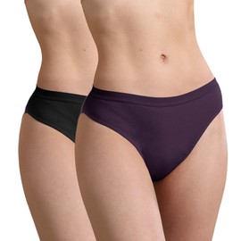 REELINDRY Washable Incontinence Underwear for Women, 2 oz Ladies Leak Proof Briefs for Postpartum Bladder Control 2 Pack (Black-Berry, L)