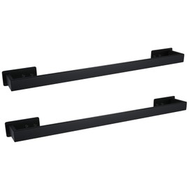 LANC Self-Adhesive Bathroom Towel Bar for Wall Mounted and Drill Free Towel Rack Matte Black 24-Inch Towel Holder Square Sticky on Bathroom Towel Hangers Stainless Steel 2 Pack, A8310MB-L6P2