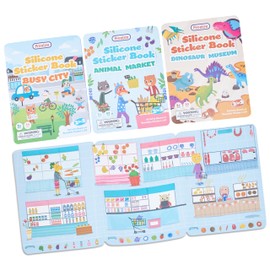 Prextex Reusable Sticker Book Pack of 3- Interactive and Fun Activity for Kids - Reusable Stickers - Develop Fine Motor Skills, Concentration, and Imagination - Party Favors for Children (12"Lx9"W)