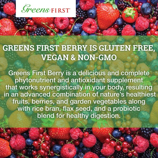 Greens First - Berry - 60 Servings - Probiotic Blend for Healthy Digestion, Phytonutrient & Antioxidant, Nourish, Rebalance & Rejuvenate - 20.32 Ounces