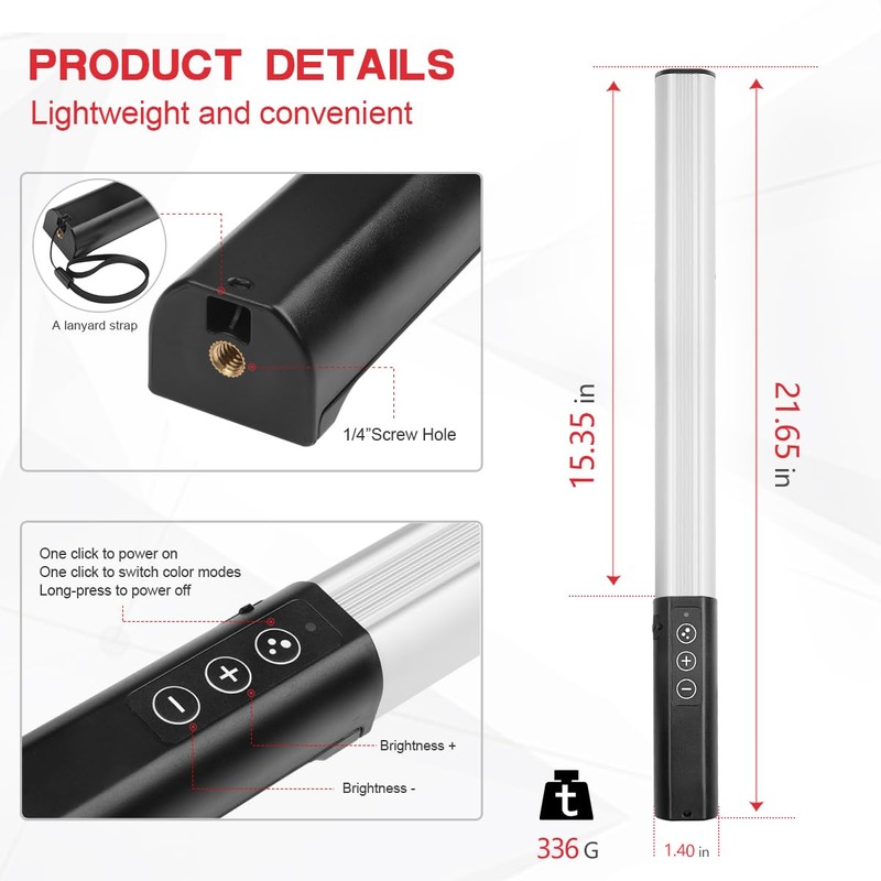 Hagibis RGB Photography Light Wand, Handheld LED Video Light 9
