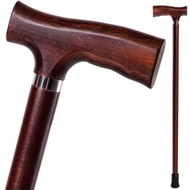 Elegant Wood Walking Stick for Men and Women - Ergonomic Handle Derby Cane - 36 Inches