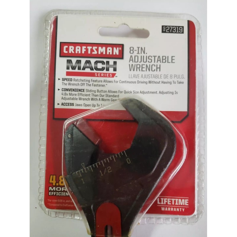Craftsman 8 inch Mach Series Adjustable Wrench 9-27319