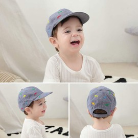 Pesaat Dinosaur Boys Girls Caps Embroidery Fashion Baby Baseball Caps Cotton Infant Toddler Kids Hat Spring Summer Autumn 6M-4Y (Denim Blue, 18.1"(3-6 Months))