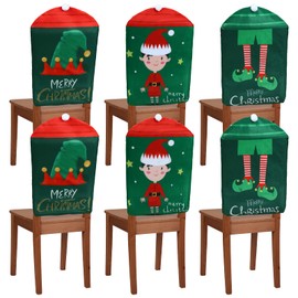 6 Pcs Christmas Back Chair Cover Elf Hat Elf Leg and Cute Elf Felt Chair Back Covers for Xmas Banquet Home Kitchen Dining Room Decor Christmas Dining Chair Slipcovers (Fresh)