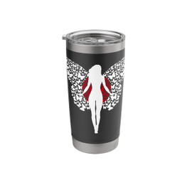 Japan Flag Pride Japanese Girl Roots Womens Butterfly Stainless Steel Insulated Tumbler