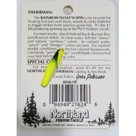 Northland Leech Minnow Crawler Harness Float'n Spin # 6 You Choose 7 Colors Walleye Lure - Neon Green Black RFH6-YR