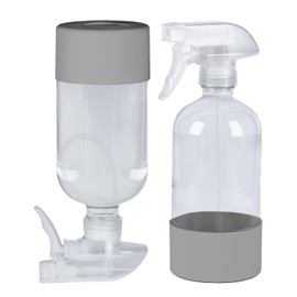 TERESRY 2 Pack 360° Glass Spray Bottles with Silicone Sleeve, 16 oz Empty Refillable Containers with Adjustable Spray Nozzles, Spray Bottles for Hair, Cleaning Solutions and Plants Grey