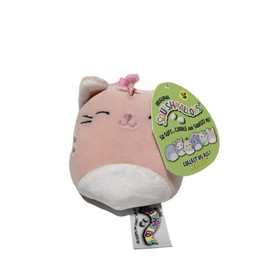 Kellytoy 3.5” Squishmallows Backpack Clip Ons Plush Pillow (Paulita Pink Tabby Cat)