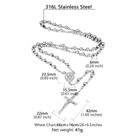 Supcare Womens Rosary Beads Necklace, Catholic Jewellery Lady Mary Pendant Necklaces Crucifix Cross Jewellery, Religious Gifts for Mothers Day