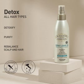 Il Salone Milano Detox Leave In Conditioner Spray for All Hair Types - Scalp Buildup Remover, Moisturizing Hair Detangler with Charcoal (6.76 oz / 200 ml)