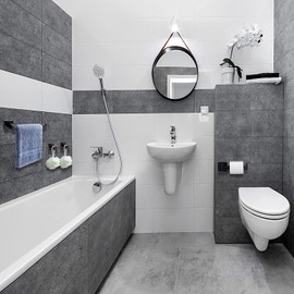 Matte Black Bathroom Hardware Set 4 Pieces SUS304 Stainless Steel Square Wall Mounted Including Towel Bar,Toilet Paper Holder, Robe Towel Hooks,Bathroom Accessories Kit