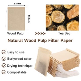 Gokyvei 200Pcs Tea Filter Bags, Disposable Tea Filter Bags for Loose Leaf Tea from Safe Natural Materials, Empty Tea Bags Suitable for Loose-Leaf Tea, Coffee, Spices, Herbs (3.54 x 2.75 inch)