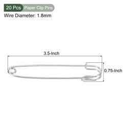 YOKIVE 20 Pcs Safety Pins, Large Metal Sewing Pins | Craft Making, Great for Clothing, Knitting, Sewing (Silver Tone, 3.5-Inch)