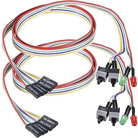 Warmstor 2 Pack Desktop Computer Case Motherboard On/Off/Reset/HDD Switch Power Cord PC Power Button Switch Power SW Cable ATX Case Front Bezel Wire with Red Green LED Indicator Light 2-Pin 27-inch