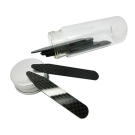 Lary Real Carbon Fiber Collar Stays 10 Pcs Set in Glass Bottle (2.2“-6pcs with 2.5“-4pcs)