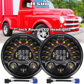 JESUO For Dodge D100 D200 D300 Pickup 7inch Round LED Headlights Hi/Lo Sealed Beam 2X