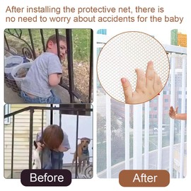 Children's Safety Net, 300 x 90 cm, Children's Stair Safety Net, Baby Balcony Railing, 3 Metres, Staircase Safety Net, Household Fall Protection Net, for Protection of Children Pets, Coffee Colour