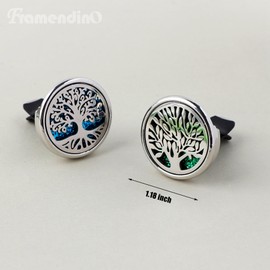 Framendino, 2 Pack 30mm Car Diffuser Vent Clips Life Tree Diffuser Vent Clip with 20 Pack Shiny Felt Pads Essential Oil Fragrance Diffuser for Car and Home