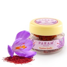 Param Kesar™ Supreme Saffron, 100% Organic, Pure Kashmiri Super Mongra Saffron Threads, Top Grade, Food Safety Certified, Non-GMO (1 gm)