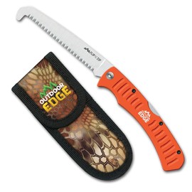 Outdoor Edge 4.5" Flip N' Zip Saw - Lightweight Folding Aluminum Handle Outdoor-Hunting Saw with 65Mn Spring Steel Blade and Triple Ground Teeth for Bone and Wood with Nylon Sheath