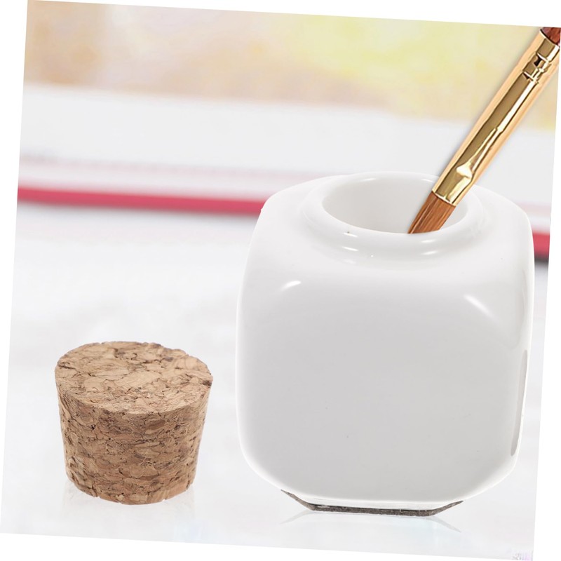 NOLITOY Manicure Ceramic Cork Bottle Nail Lotion Holder Tapered Cups