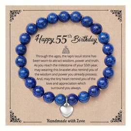 Ralukiia 55th Birthday Gifts for Women Beads Bracelet Cool Birthday Gifts for 55 Year Old Women Gift Ideas Unique Bday Gift for Mom Wife Grandma Daughter Sister Female Friend