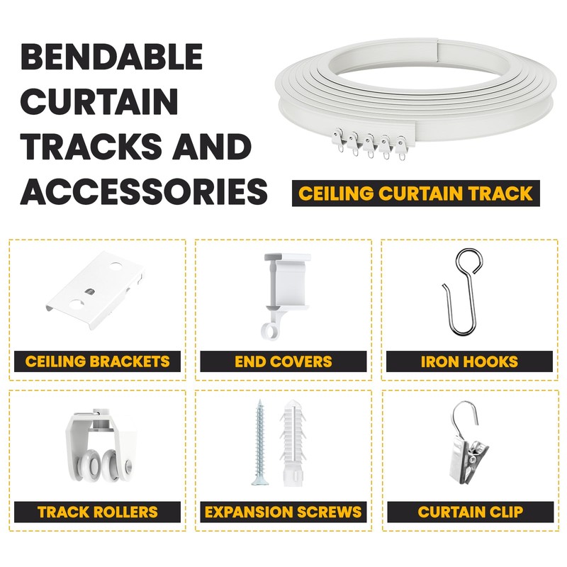 Flexible Bendable Ceiling Curtain Track, Mount for Curtain Rail with