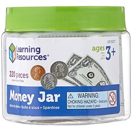 Learning Resources Money Jar - Pretend and Play Money for Kids, Counting, Bills and Coins, Homeschool, Math Manipulatives, Ages 3+