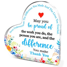 EWDMOUK Retirement Appreciation Gift For Colleague, Thanksgiving Gifts For Women, Never UnderestimateThe Difference You Made Heart Acrylic Decor, Goodbye Gift For Teacher Nurse Clerk