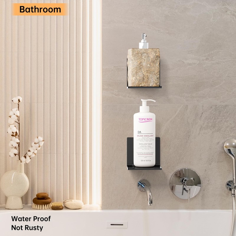 PAVSTINE 2 Pcs Acrylic Square Floating Shelves, No Drill Black