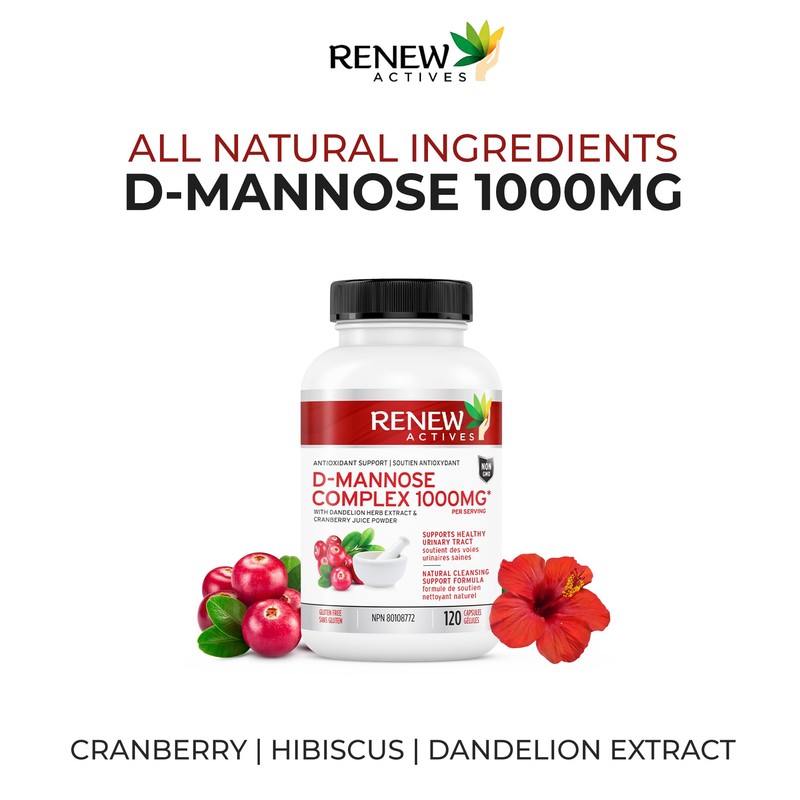 HIGH POTENCY Renew Actives D-Mannose & Cranberry Complex 1000MG –