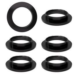 6 Piece Lampshade Reducer Ring E27 Screw Collar Ring 40MM, Lampshade Fittings E27 for Table Lamp, Ceiling Lights, Plastic Screw Bulbs Lamp Holder Twist Lock Socket Replacement Ring（Black）