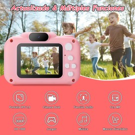 STARFLY Mini Cámara para Niños, Cámara Digital de Video Pantalla 2.0 IPS HD con Tarjeta SD de 32GB, Cámara para niños Regalo de cumpleaños, Navidad Rosa