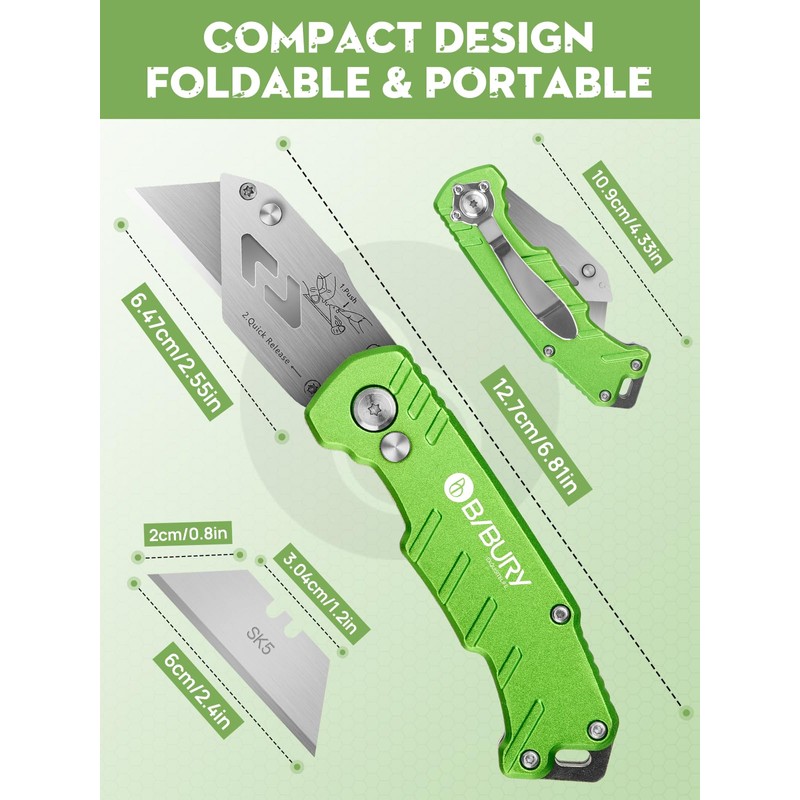 Utility Knife, BIBURY Upgraded Version Heavy Duty Box Cutter, Pocket