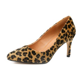 Unisex Men's Women's Classic Mid Kitten Heel Pumps Velvet Leopard EU 46 - US 14 Women/12.5 Men
