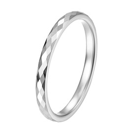 Flongo Wedding Promise Rings Women: Tungsten Steel Cutting Face Ring - Jewelry Gifts for Wife Girlfriend(silver#7)