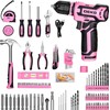 Pink Drill Tool Set Kit DEKOPRO Power Cordless Drill Tool