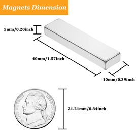 MIN CI MIN CI 50Stück Neodym Magnete Extra Stark, 40x10x5mm Magnet Stark Flach, Klebe Magnete Starker, Klebemagnete Rechteckige Magnete Groß, Extra Starke Magnete Selbstklebende Magneten für Magnettafel