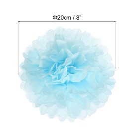 PATIKIL 20cm Tissue Pom Pom Flowers 5pcs Paper Flower Ball for Wedding Bridal Shower Birthday Bachelorette Party Background Decoration Light Blue