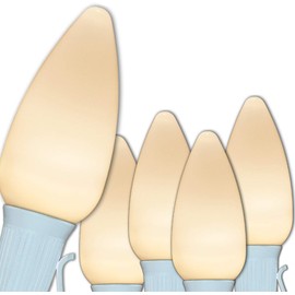 C9 OptiCore LED Commercial Outdoor Christmas Lights – Heavy Duty Christmas String Lights; Wedding Christmas Lights; White Wire (50 Lights, 50 Ft, Warm White Smooth/Opaque)